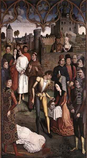 The Execution of the Innocent Count c. 1460 Oil Painting - Dieric the Elder Bouts