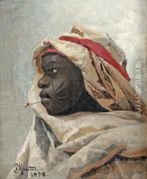 Portrait De Noir Fumant Oil Painting - Peder Mork Monsted