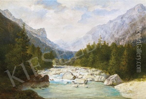 Landscape In The High Tatras Oil Painting - Karoly Telepy