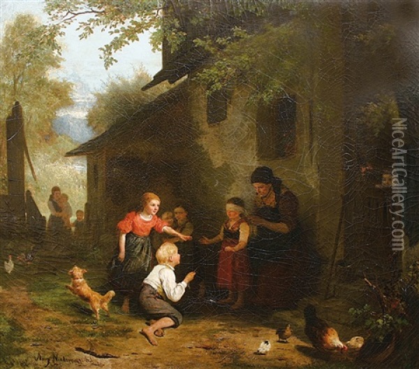 Blindekuh Oil Painting - August Heinrich Niedmann