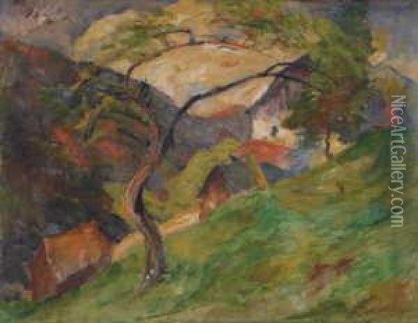 Landschaft Im Bergischen Oil Painting - Gustav Wiethuchter