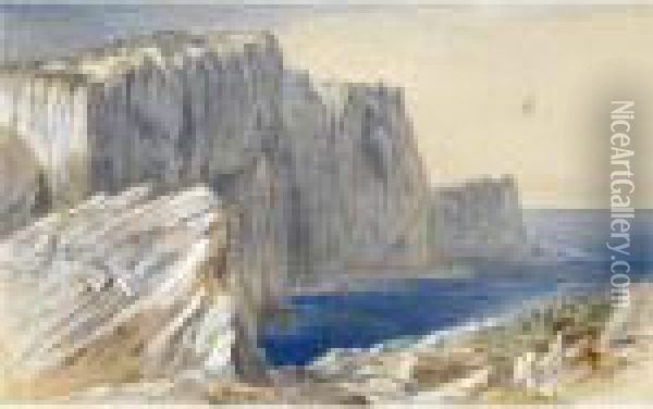 Sappho's Leap, Leucadia, Greece Oil Painting - Edward Lear