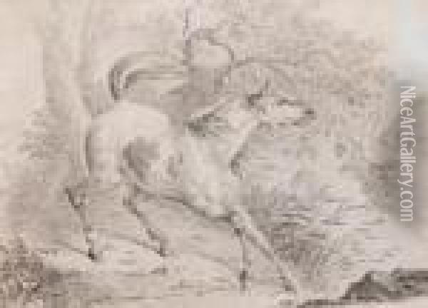 Scheuendes Pferd An Einembach Oil Painting - Carle Vernet