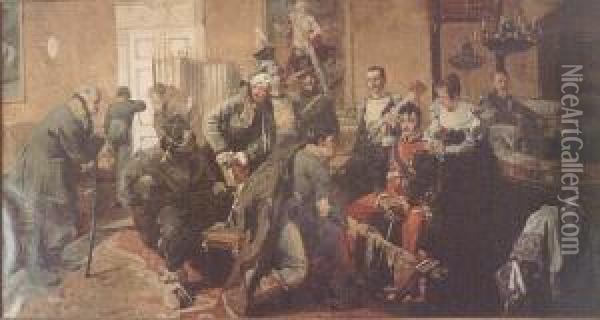 Oddanie Sztandarow Ks.jozefowi Poniatowskiemu Po Kampanii W 1812 R. Oil Painting - Jan Czeslaw Moniuszko