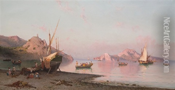 Bay Of Naples Oil Painting - Alessandro la Volpe