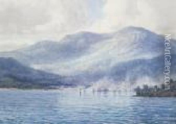 View Of Hobart And Mt Wellington Oil Painting - John Robert Mather