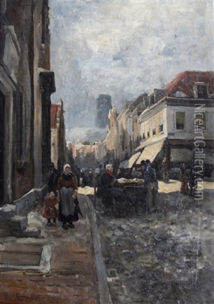 Markt Met Gezicht Op De Laurenskerk Oil Painting - Adriaan de la Riviere