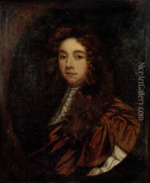 Portrait Of A Gentleman In A Brown Cloak And Lace Jabot Oil Painting - Mary Beale