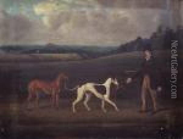 Hare Coursing On A Country Estate Oil Painting - Thomas Weaver