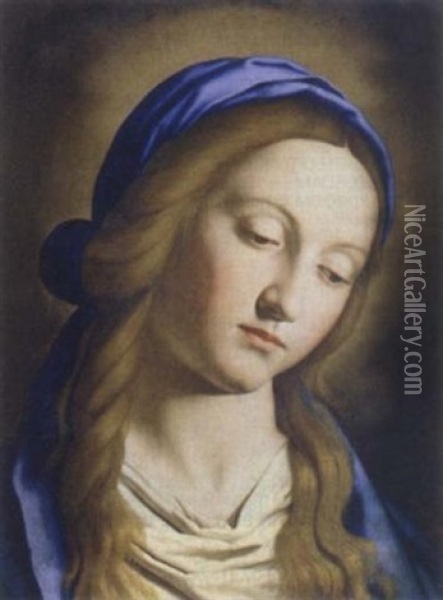Head Of The Madonna Oil Painting - Giovanni Battista Salvi (Il Sassoferrato)