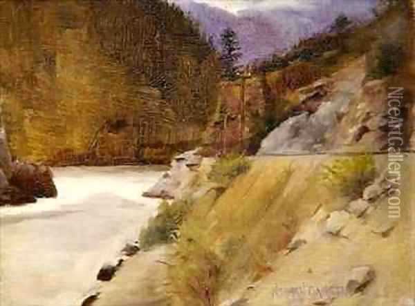 Hell Gate Canyon Fraser River Canada Oil Painting - Norman Garstin