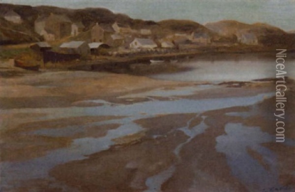 Lochside Village Oil Painting - Robert Burns