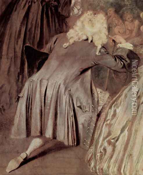 Gersaints Ladenschild (detail 1) Oil Painting - Jean-Antoine Watteau