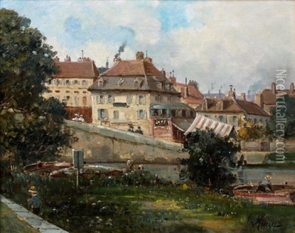 Bords De Seine Aux Environs De Paris Oil Painting - Gustave Mascart