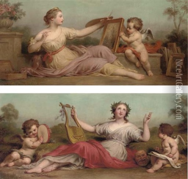 An Allegory Of Painting (+ An Allegory Of Music; Pair) Oil Painting - Pierre-Paul Prud'hon