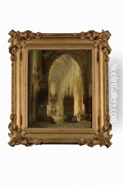 Interieur D'une Cathedrale Oil Painting - Georges Genisson