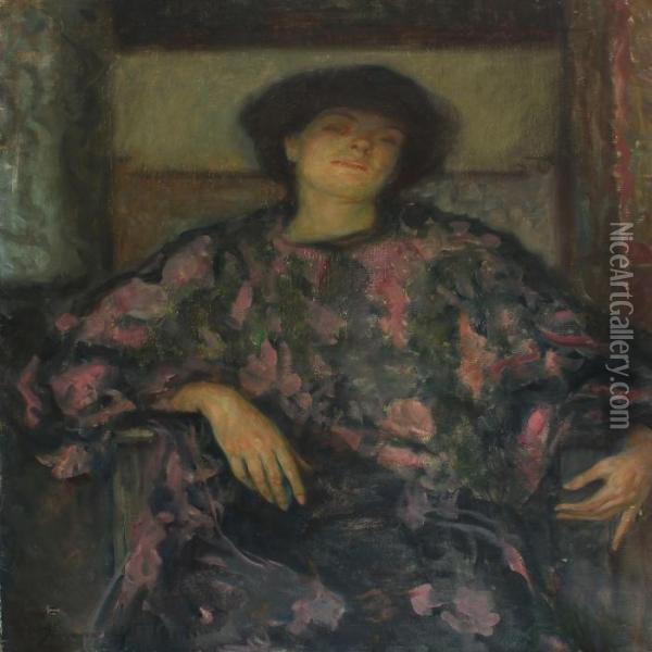 Impression Dameportraet Oil Painting - Kunwald Cezar