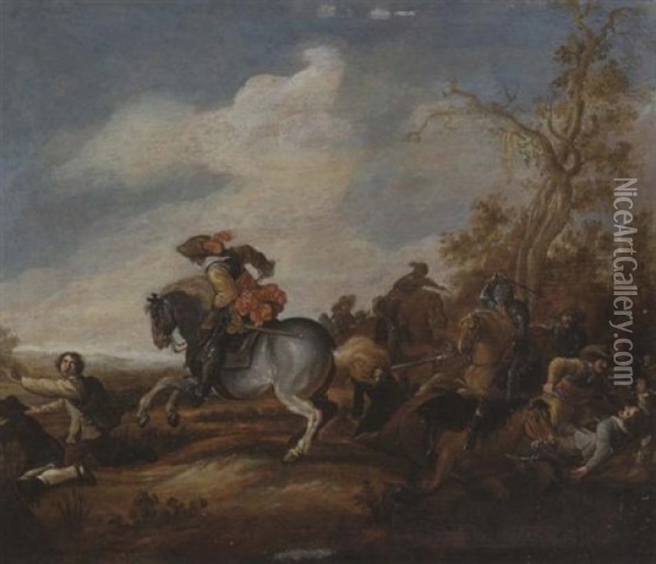 Reitergefecht Oil Painting - Jan de Martszen the Younger