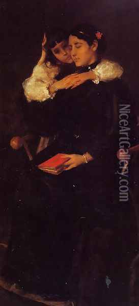 Mrs Chase And Cosy Oil Painting - William Merritt Chase