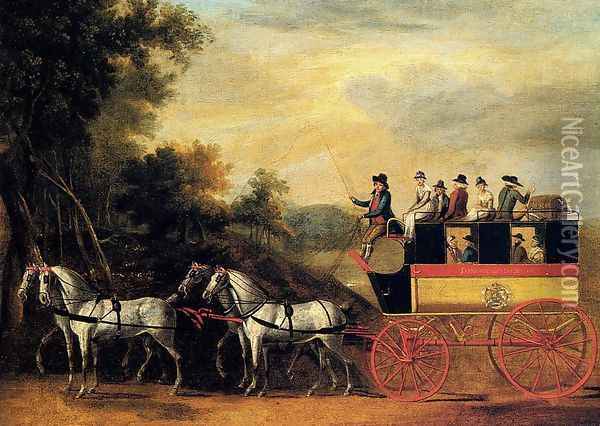 The London and Taunton Omnibus on the Open Road Oil Painting - John Cordrey