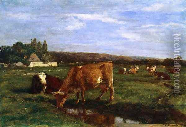 Pasture in the Touques Valley Oil Painting - Eugene Boudin