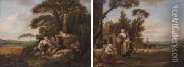 Le Repas Des Moissonneurs Oil Painting - Francois Louis Joseph Watteau