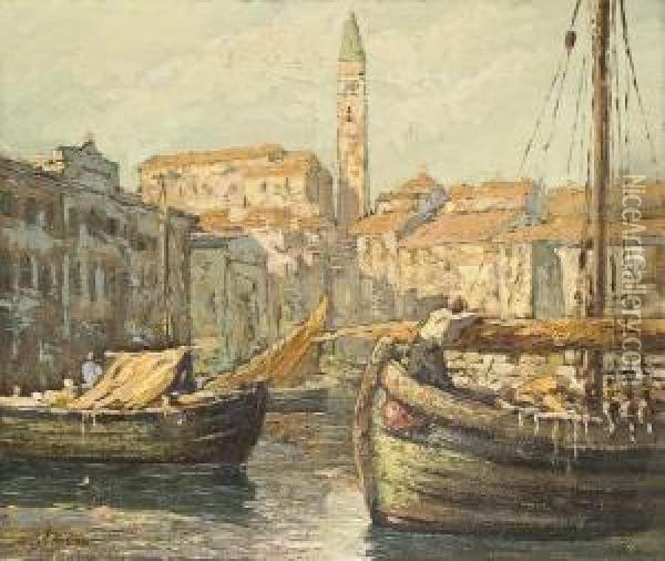 Veduta Del Porto Di Pirano Oil Painting - Angelo Pavan