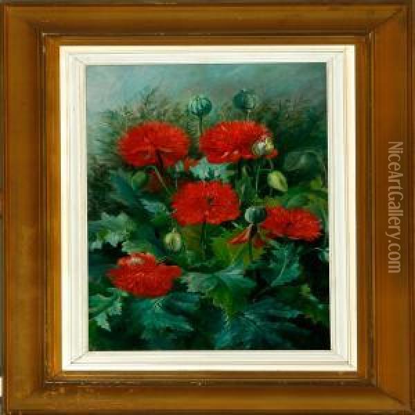 Red Poppies Oil Painting - Anthonie, Anthonore Christensen