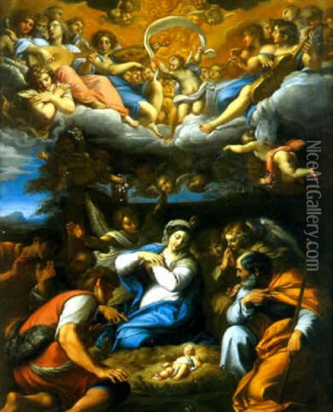 L'adoration Des Bergers Oil Painting - Agostino Carracci