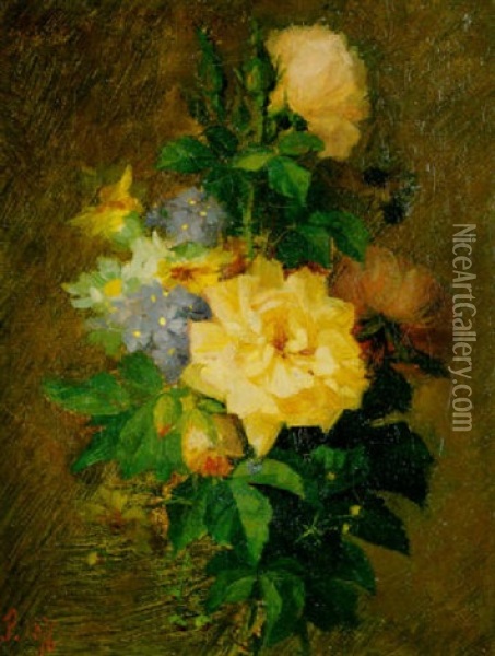 Rosenstilleben Oil Painting - Etienne Adolph Piot