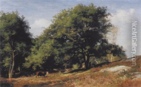 Baumlandschaft Mit Weidenden Kuhen Oil Painting - Eugene Antoine Samuel Lavieille