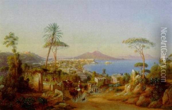 Voyageurs Sur La Route Vers Naples Oil Painting - Johann-Rudolph Buhlmann