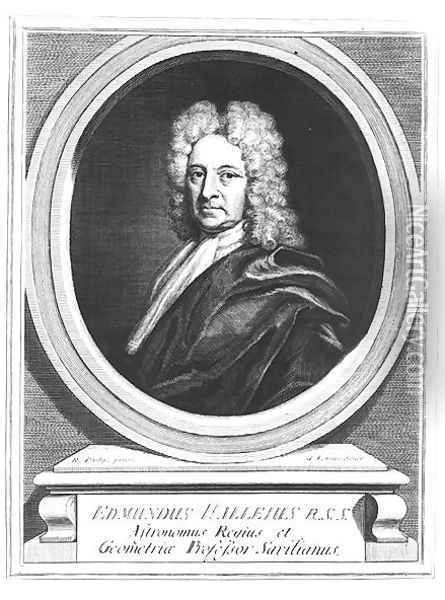 Portrait of Edmond Halley 1656-1742, engraved by George Vertue 1684-1756 Oil Painting - Philips, Richard
