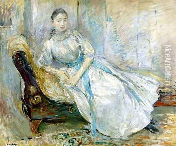 Madame Albine Sermicola In The Studio Oil Painting - Berthe Morisot