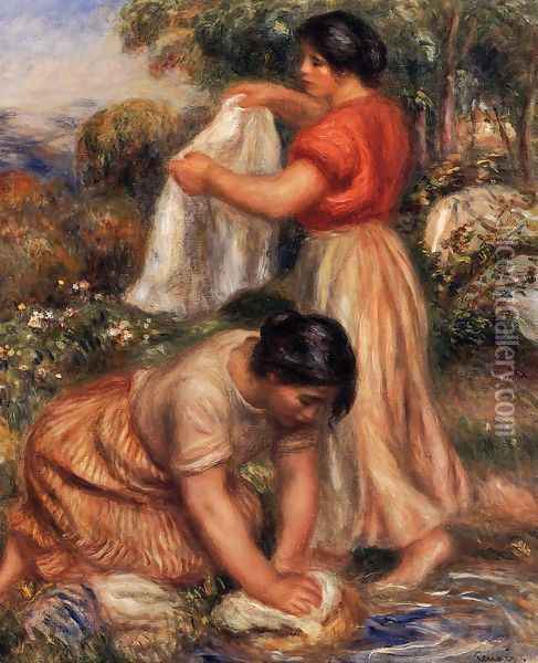 Laundresses 2 Oil Painting - Pierre Auguste Renoir
