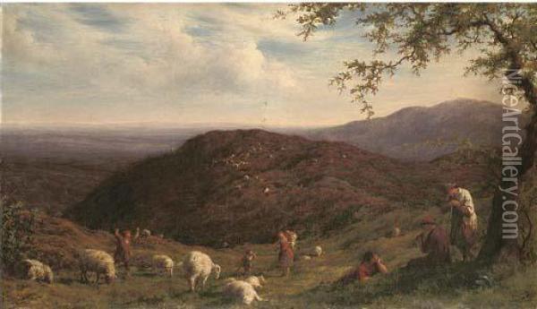 Gathering The Flock Oil Painting - William Linnell