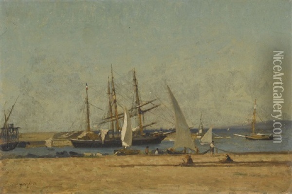 Segelboote Im Hafen Oil Painting - Victor de Papelen (Papeleu)