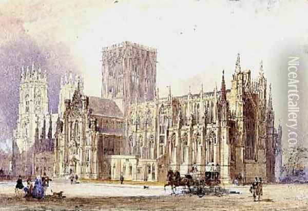 York Minster south view Oil Painting - Frederick Mackenzie