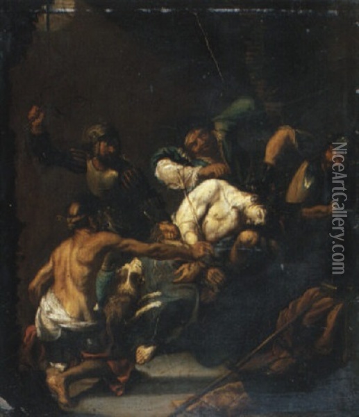 Le Couronnement D'epines Oil Painting - Willem van Herp the Elder