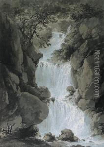 Views Of The Reinbach Falls Oil Painting - Claude Louis Chatelet