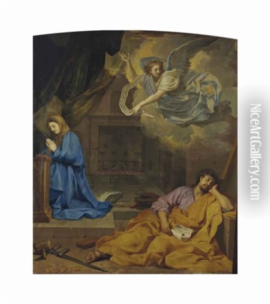 Le Songe De Saint Joseph Oil Painting - Gabriel Revel