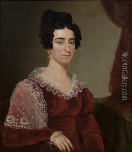 Portrait Of William Sage Johnston (+ His Wife (clarina Barlow Johnston); Pair) Oil Painting - John R. Johnston