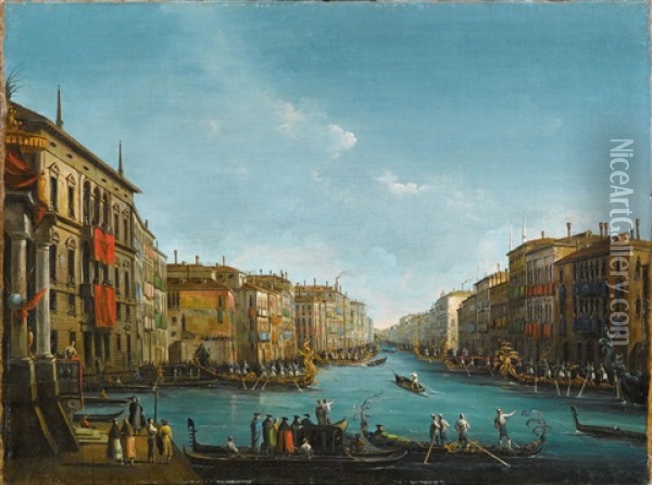 The Regatta On Grand Canal Oil Painting - Giuseppe Bernardino Bison