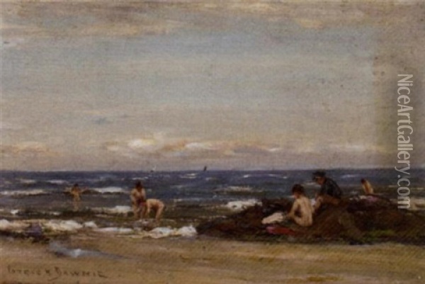 Bathers, Firth Of Clyde Oil Painting - Patrick Downie