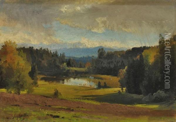Moorsee In Vorgebirgslandschaft Oil Painting - Otto Struttzel