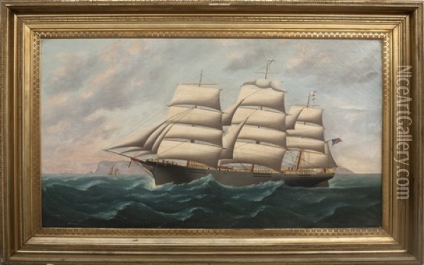 The American Clipper Ship Glory Of The Seas Off The South Stack Anglessey Oil Painting - Charles J. Waldron