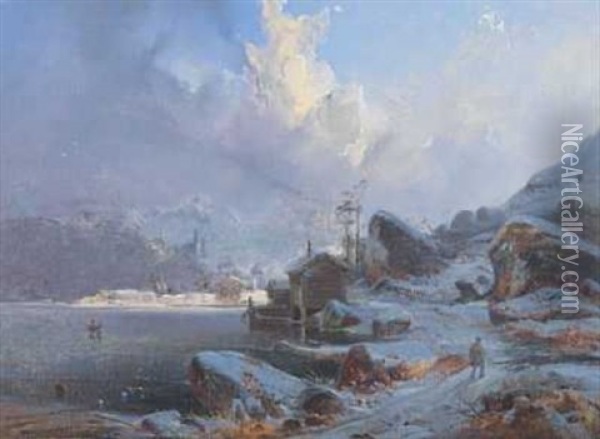 Nordnorsk Natur Oil Painting - Franz Wilhelm Schiertz
