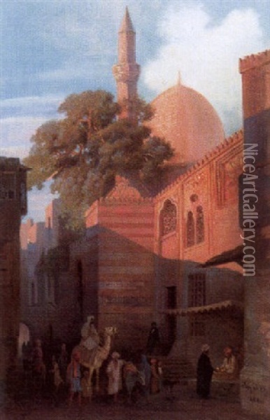 Orientalische Strase Mit Einer Moschee Oil Painting - Anna Lynker