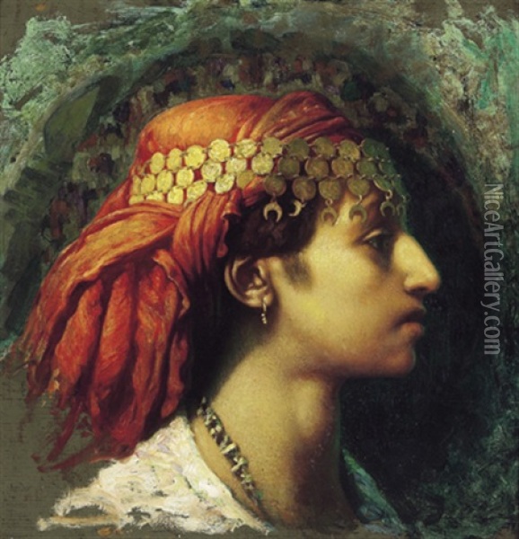 Bildnis Einer Orientalin Im Profil Oil Painting - Carl Leopold Mueller