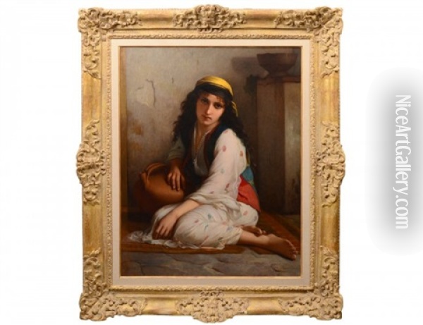 Seated Maiden Oil Painting - Charles Zacharie Landelle